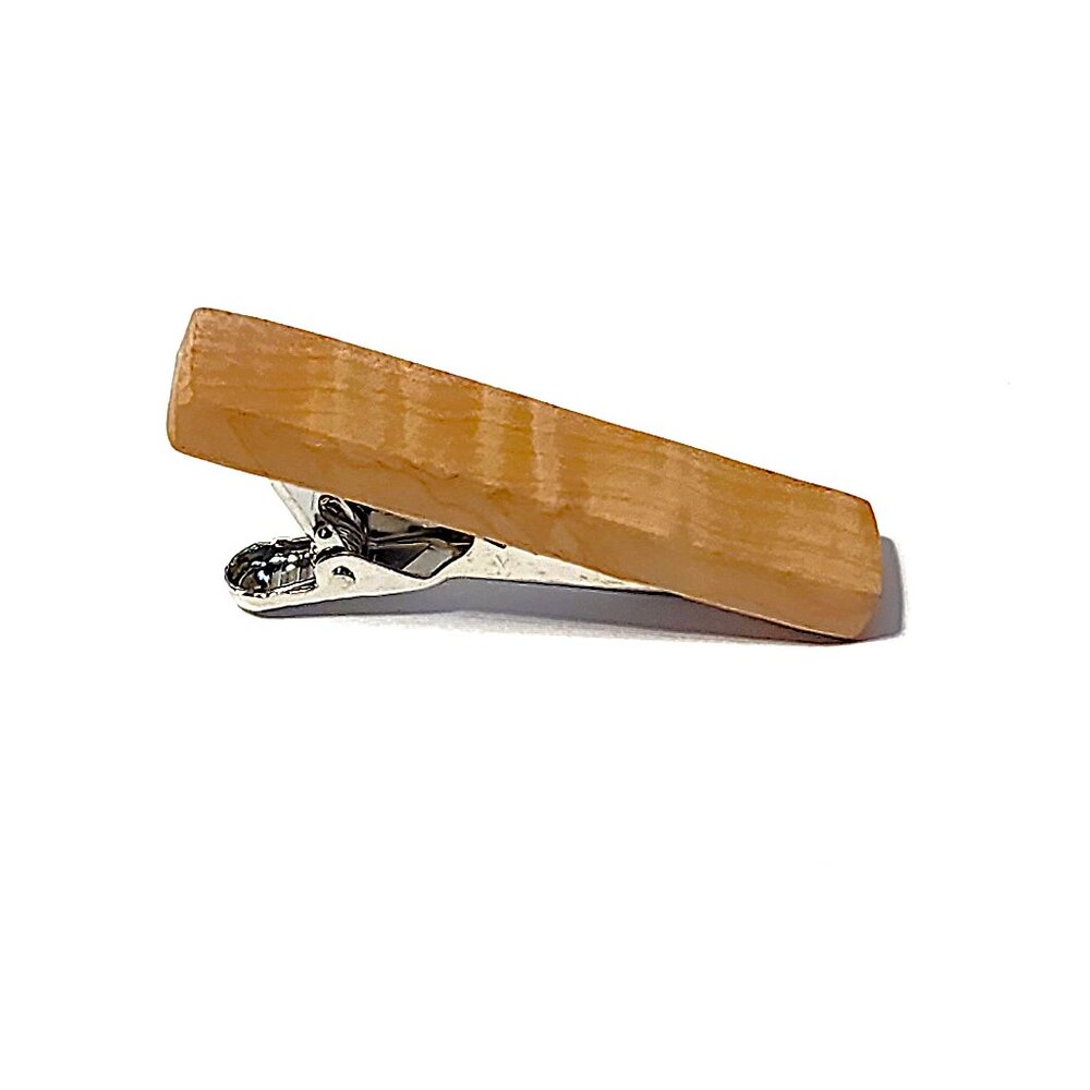 Handmade curly maple tie bar clip